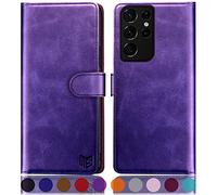 SUANPOT for Samsung Galaxy S21 Ultra case with [Credit Card Holder][RFID Blocking],PU Leather Flip Book Protective Cover Women Men for Samsung S21 Ultra Phone case purple