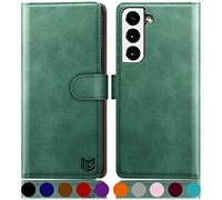 SUANPOT for Samsung Galaxy S22 5G case with [Credit Card Holder][RFID Blocking],PU Leather Flip Book Protective Cover Women Men for Samsung S22 Phone case Sea Green