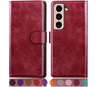 SUANPOT for Samsung Galaxy S22 Plus 5G case with [Credit Card Holder][RFID Blocking],PU Leather Flip Book Protective Cover Women Men for Samsung S22+ Phone case Red