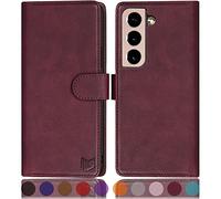 SUANPOT for Samsung Galaxy S22 Plus 5G case with [Credit Card Holder][RFID Blocking],PU Leather Flip Book Protective Cover Women Men for Samsung S22+ Phone case Wine Red