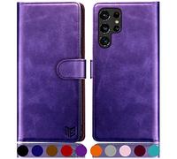 SUANPOT for Samsung Galaxy S22 Ultra 5G case with [Credit Card Holder][RFID Blocking],PU Leather Flip Book Protective Cover Women Men for Samsung S22 Ultra Phone case Purple