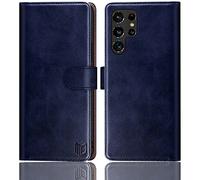 SUANPOT for Samsung Galaxy S22 Ultra 5G case with [Credit Card Holder][RFID Blocking],PU Leather Flip Book Protective Cover Women Men for Samsung S22 Ultra Phone case Blue