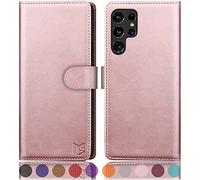 SUANPOT for Samsung Galaxy S22 Ultra 5G case with [Credit Card Holder][RFID Blocking],PU Leather Flip Book Protective Cover Women Men for Samsung S22 Ultra Phone case Rose Gold