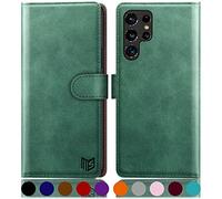SUANPOT for Samsung Galaxy S22 Ultra 5G case with [Credit Card Holder][RFID Blocking],PU Leather Flip Book Protective Cover Women Men for Samsung S22 Ultra Phone case Sea Green