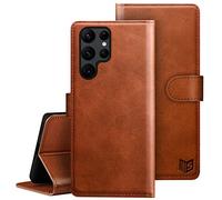 SUANPOT for Samsung Galaxy S22 Ultra 5G case with [Credit Card Holder][RFID Blocking],PU Leather Flip Book Protective Cover Women Men for Samsung S22 Ultra Phone case Light Brown
