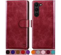 SUANPOT for Samsung Galaxy S23 5G case with [Credit Card Holder][RFID Blocking],PU Leather Flip Book Protective Cover Women Men for Samsung Galaxy S23 Phone case Red