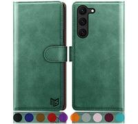SUANPOT for Samsung Galaxy S23 5G case with [Credit Card Holder][RFID Blocking],PU Leather Flip Book Protective Cover Women Men for Samsung Galaxy S23 Phone case Sea Green