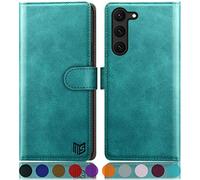 SUANPOT for Samsung Galaxy S23 5G case with [Credit Card Holder][RFID Blocking],PU Leather Flip Book Protective Cover Women Men for Samsung Galaxy S23 Phone case Blue Green