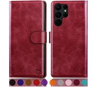 SUANPOT for Samsung Galaxy S23 Ultra case with [Credit Card Holder][RFID Blocking],PU Leather Flip Book Protective Cover Women Men for Samsung Galaxy S23Ultra Phone case Red