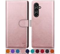 SUANPOT for Samsung Galaxy S24 FE case with [Credit Card Holder][RFID Blocking],PU Leather Flip Book Protective Cover Women Men for Samsung S24 FE Phone case Rose Gold