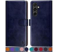 SUANPOT for Samsung Galaxy S24 FE case with [Credit Card Holder][RFID Blocking],PU Leather Flip Book Protective Cover Women Men for Samsung S24 FE Phone case Blue