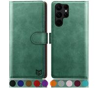 SUANPOT for Samsung Galaxy S24 Ultra case with [Credit Card Holder][RFID Blocking],PU Leather Flip Book Protective Cover Women Men for Samsung S24 Ultra Phone case Sea Green