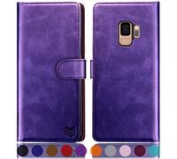 SUANPOT for Samsung Galaxy S9 case with [Credit Card Holder][RFID Blocking],PU Leather Flip Book Protective Cover Women Men for Samsung S9 Phone case Purple