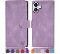 SUANPOT PU Leather Flip Case for iPhone 16 Plus 6.7 Inch - RFID Blocking, Lilac Purple