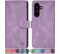 SUANPOT RFID Protection for Samsung Galaxy S24+/S24 Plus PU Leather Mobile Phone Case - Flip Case with Card Slot - Lilac