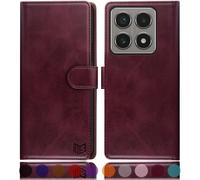 SUANPOT RFID Protection for Xiaomi Mi 14T Pro Case, PU Leather Mobile Phone Case, Leather Flip Case, Card Slot, Flip Cover for Mi 14T Pro Mobile Phone Case, Leather Wallet Phone Case, Red Wine