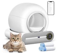 SUANPOT Self Cleaning Cat Litter Tray, Automatic Robot Box for Multiple Cats, Smart Litter Tray with Safety Protection, APP Control, Deodorization and Sterilization, White