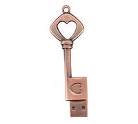 SuanQ USB 2.0 Metal USB Pen Drive Pure Copper Heart USB Flash Drive Key (Copper, 8GB)