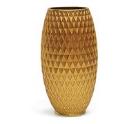 Suanti Decorative Flower Vase, Gold Vase, Home Decor, Housewarming Gift, Diamond Pattern, Wide Base and Narrow Neck, for Living Room, Dining Room, Hallway, Bedroom