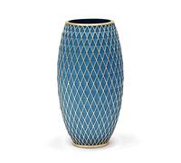 Suanti Decorative Flower Vase Handmade Navy Blue&Gold Diamond Pattern Flower Holder Display Flowers/Branches for Living Room/Bedroom/Kitchen/Office/Garden Floor Decor,Table Centerpiece Vase 28.5cmTall