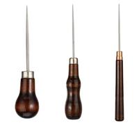 Suanzua 3 Pcs Awl Tool Set Leather Scratch Awl Tool Stitching Sewing Awl with Wooden Handle Piercing Awl Needle Tools