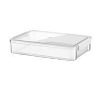 Suanzua A4 Transparent Storage Box Portable Plastic Document Stationery Jewelry Storage Case School Home Office Supplies White