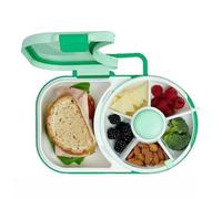 Suanzua Bento Style Lunch Box with Snack Spinner Divided Lunch Container with 6 Compartments Including Sandwich Tray and Fruit