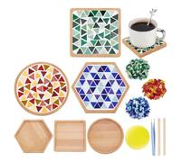 Suanzua Mosaic Coaster Making Kit for DIY Mosaic Coaster Crafts Kit Handmade Mosaic Coaster Making Kit for Beverage Tray