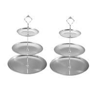 Suanzua Stainless Steel Multi-Layer Tray Dessert Plate Fruit Plate Snack Plate Display Plate Cupcake Rack Silver