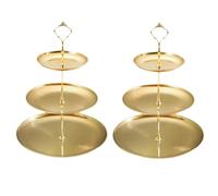 Suanzua Stainless Steel Multi-Layer Tray Dessert Plate Fruit Plate Snack Plate Display Plate Cupcake Rack Gold