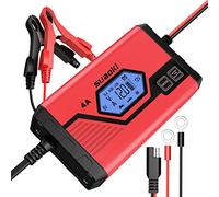 SUAOKI Car Battery Charger and Maintainer 4 Amp 6V 12V Fully Automatic 8-Stage Charging for Cars Truck Motorcycle with LCD Screen, UK Plug and Carry Bag