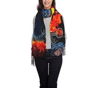 SUAQUE Ice And Fire Guitar Cashmere Tassel Scarf Women'S Winter Thermal Shawl Scarf Warm Soft Thick Blanket, Ice and Fire Guitar, One Size