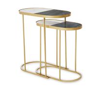 Suar Nest of 2 Tables - Marble and Gold