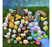 Suartus Mini Resin Animals Figures, 110Pcs Tiny Animal Figurine Miniature Bulk,Small Duck Frog Cow Figures Model for Fairy Garden Micro Landscape Ornament DIY Crafts Accessories for Home Decor