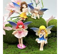 Suartus Miniature Fairy Figurines - 4Pcs Small Flower Fairies Ornaments Resin Mini Fairy Figurines Tiny Elf for DIY Fairy Garden Flower Pot Bonsai Micro Landscapes Craft Decoration Accessories