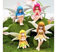 Suartus Miniature Fairy Figurines - 4Pcs Small Flower Fairies Ornaments Resin Mini Fairy Figurines Tiny Elf for DIY Fairy Garden Flower Pot Bonsai Micro Landscapes Craft Decoration Accessories