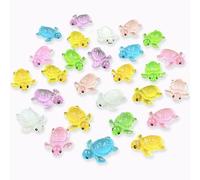 Suartus Miniature Turtle Figurine - 50pcs Resin Mini Turtle Figures Glow in The Dark Mini Sea Turtle Animal Figurine Luminous Realistic Miniature Plastic Turtles for Fairy Garden Landscape Decor