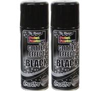 suas_International 2 x 200 ml The Rapide Paint Factory Glitter Effect Black Creative Glitter Spray