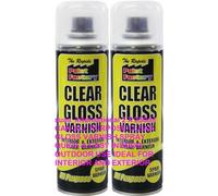 suas_international 2 X 250ml CAN ALL PURPOSE CLEAR GLOSS VARNISH SPRAY QUICK & EASY INDOOR OUTDOOR USE IDEAL FOR INTERIOR AND EXTERIOR NO CFC.s