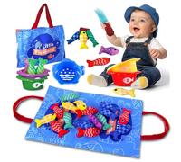 SUATK Montessori Toys for 1 Year Old, Baby Toy Educational Fabric Fishing Game for Kids Color Sorting Matching Game Learning Toys for Baby Boys Girls Presents