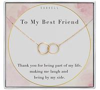 Suavell Best Friend Necklaces: Interlocking Circle Open Circle Ster Sterling Silver Chain Necklaces | Friendship Gifts, Birthday Gift Ideas, 0.5" x 0.66", Stainless Steel, gold plated