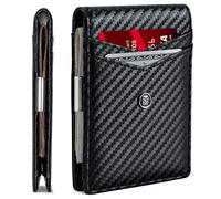 Suavell Leather Slim Wallets for Men. Wallet Card Holder with Money Clip. Low Profile RFID Wallet Minimalist Wallet, Captain Black Odyssey, Slim