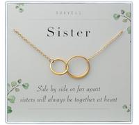 Suavell Sister Necklace - Sterling Silver Interlocking Double Circle Necklace - Birthday Gift for My Big or Sister - Sister Gifts for 2 - Maid of Honor Gifts From the Bride - Sisters Jewelry