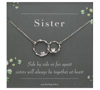 Suavell Sister Necklace, Sterling Silver Interlocking Double Circle Necklace, Birthday Gift for My Big or Little Sister, 2 Person Gift, Maid of Honour Gifts from, Sterling Silver, Diamond