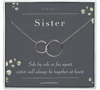 Suavell Sister Necklace - Sterling Silver Interlocking Double Circle Necklace - Birthday Gift for My Big or Sister - Sister Gifts for 2 - Maid of Honor Gifts From the Bride - Sisters Jewelry
