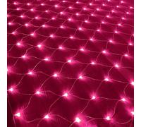 SUAVER 192LED Christmas Net Lights, Battery Operated Net String Lights Waterproof Mesh Curtain Lights 8 Modes Fairy Light for Christmas Tree Bush Garden Backyard Décor (Pink, 3x2m)