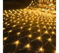SUAVER 192LED Christmas Net Lights, Battery Operated Net String Lights Waterproof Mesh Curtain Lights 8 Modes Fairy Light for Christmas Tree Bush Garden Backyard Décor (Warmwhite, 3x2m)