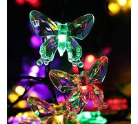 SUAVER 20LED Butterfly Solar String Lights Outdoor Garden 4.7m LED Solar Butterfly Fairy Lights, 8 Modes Waterproof Solar Lights Decoration for Garden Wedding Yard Wall Christmas (Multicolor)