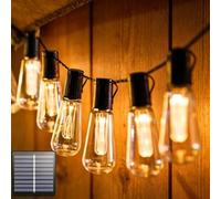 SUAVER Solar Bulb String Lights Outdoor Vintage Hanging Lamp,LED Edsion Bulbs Solar Festoon Light,8 Modes Waterproof Atmosphere Garden Lighting for Gazebo Patio Wedding Decor (Warm White, 7m 20Bulb)