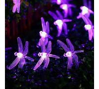 SUAVER Solar Dragonfly String Lights 5M 20LED Fairy Lights 8 Mode Waterproof Outdoor Garden Decorative Lighting for Flower Fence,Lawn,Patio,Summer Party,Christmas,Holiday (Purple)